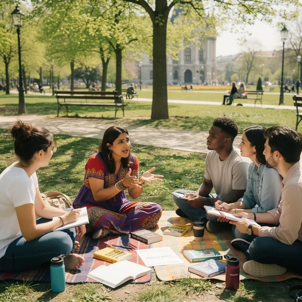 Csoportos pénzügyi tanácsadás, ahol szakértők segítenek a résztvevőknek a pénzkezelésben.